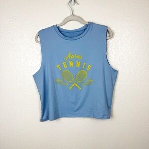 Good hYOUman Light Blue Graphic "Apres Tennis" Super Soft Tank Top Size Large
